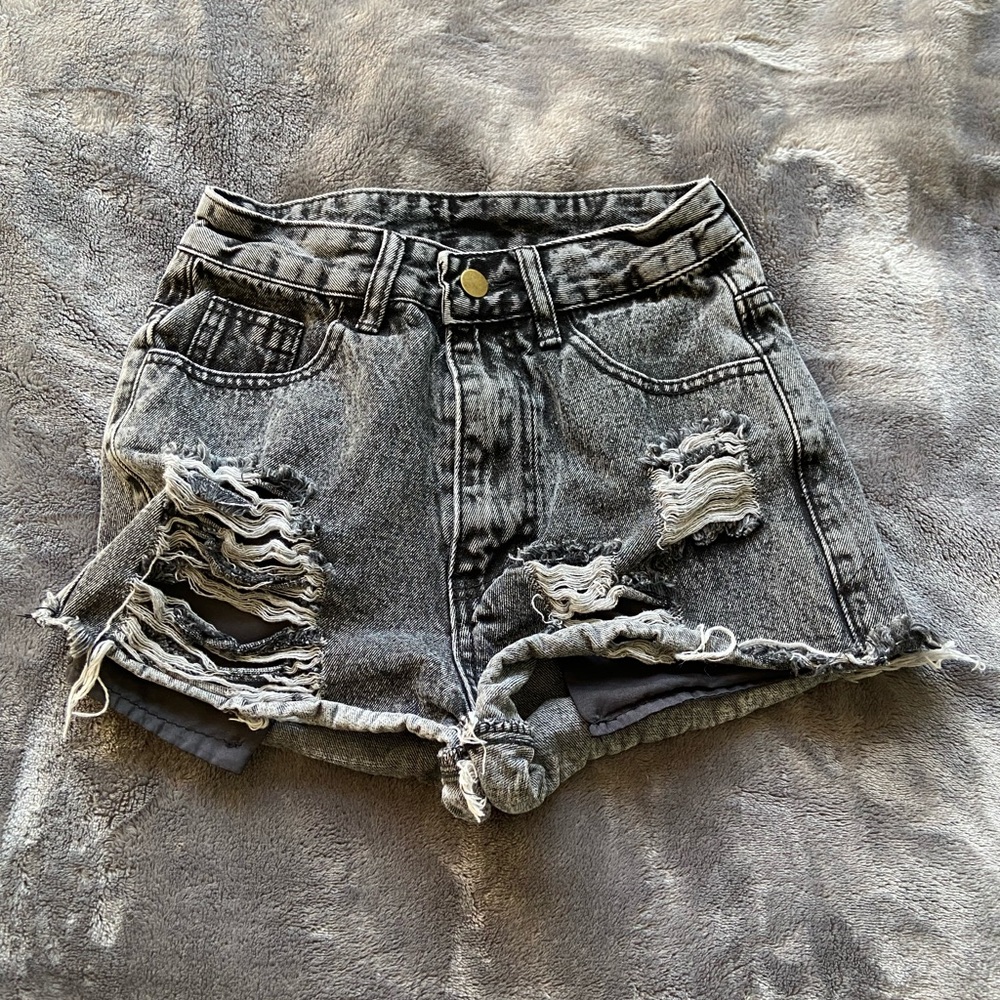 black jean shorts